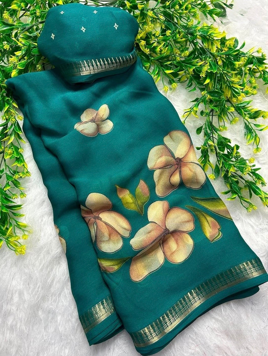 Mangalgiri georgette Gadwal weaving border