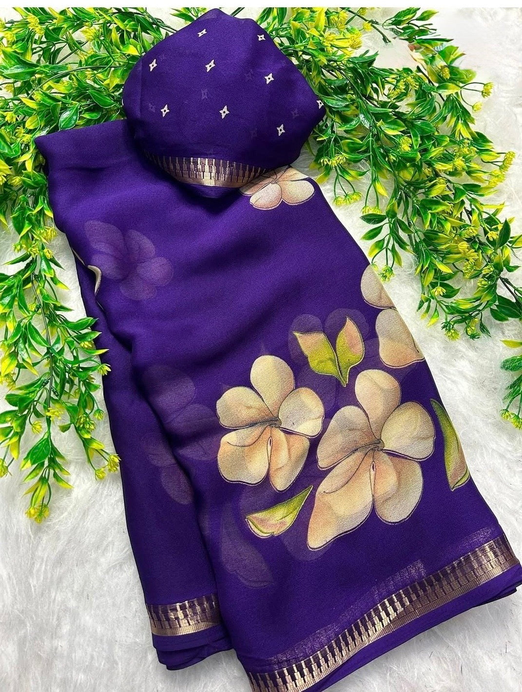 Mangalgiri georgette Gadwal weaving border