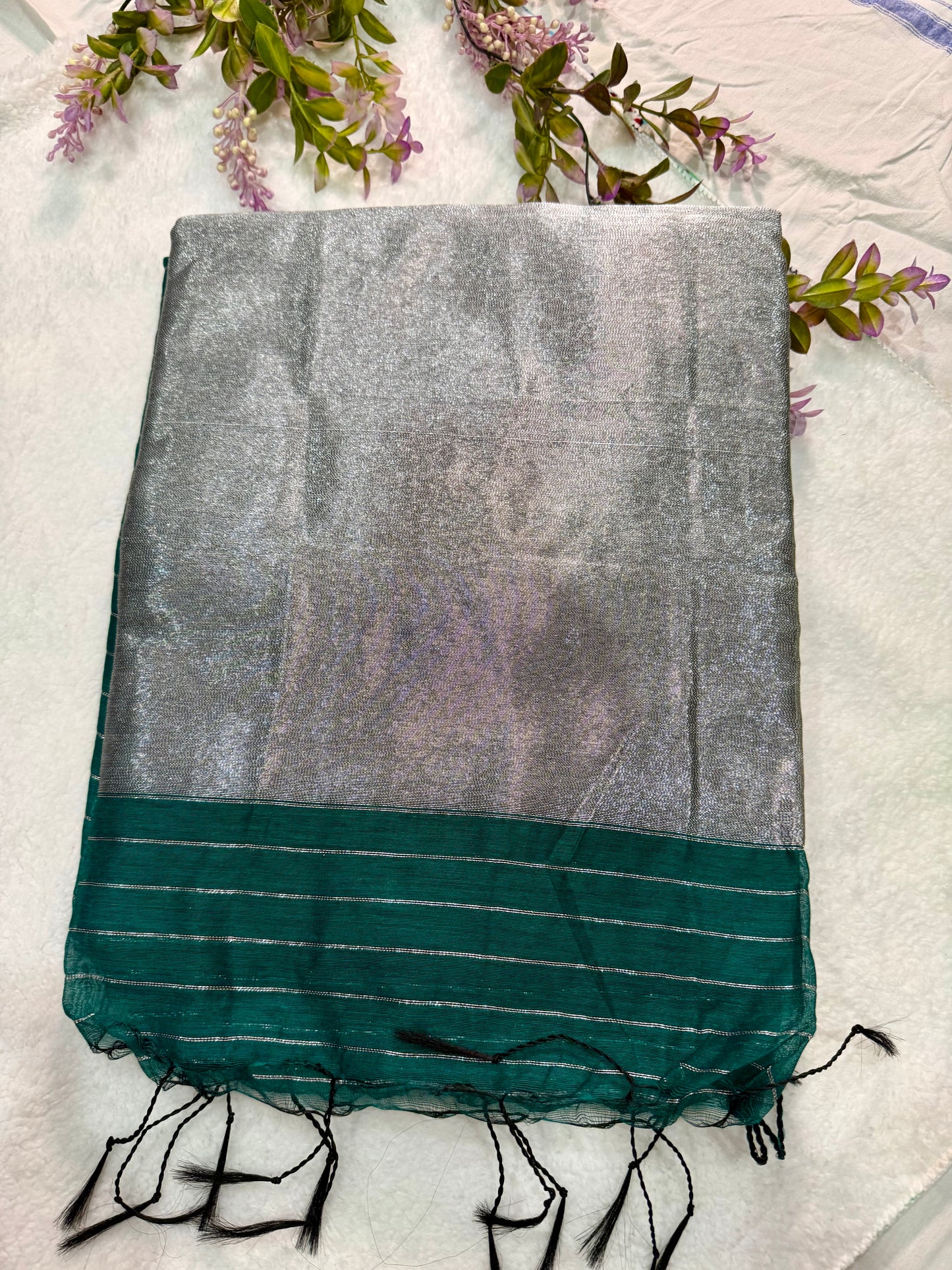 Silver lines tissue Saree