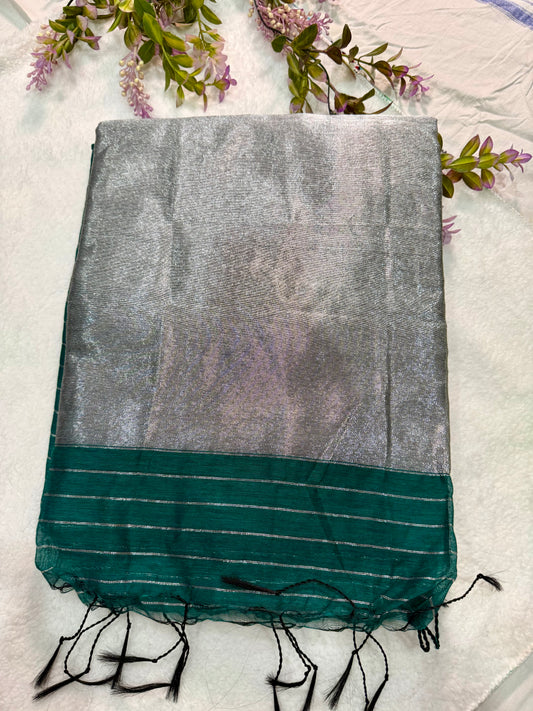 Silver lines tissue Saree