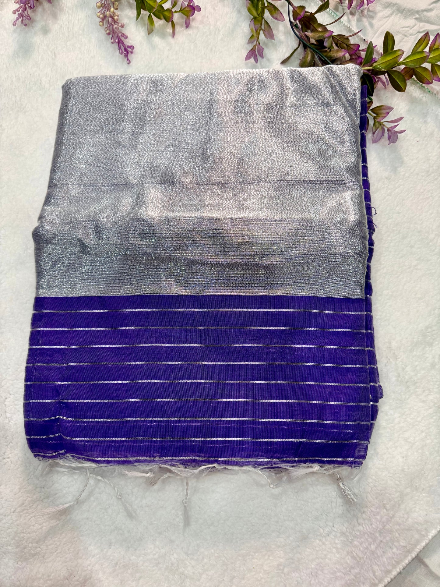 Silver lines tissue saree