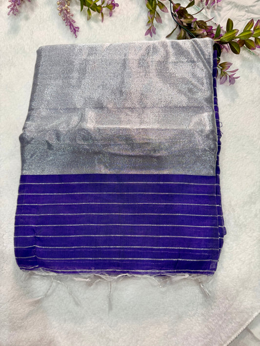 Silver lines tissue saree
