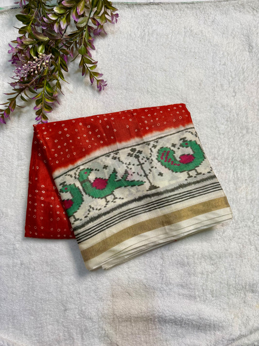 Ikkat Bandhni Saree
