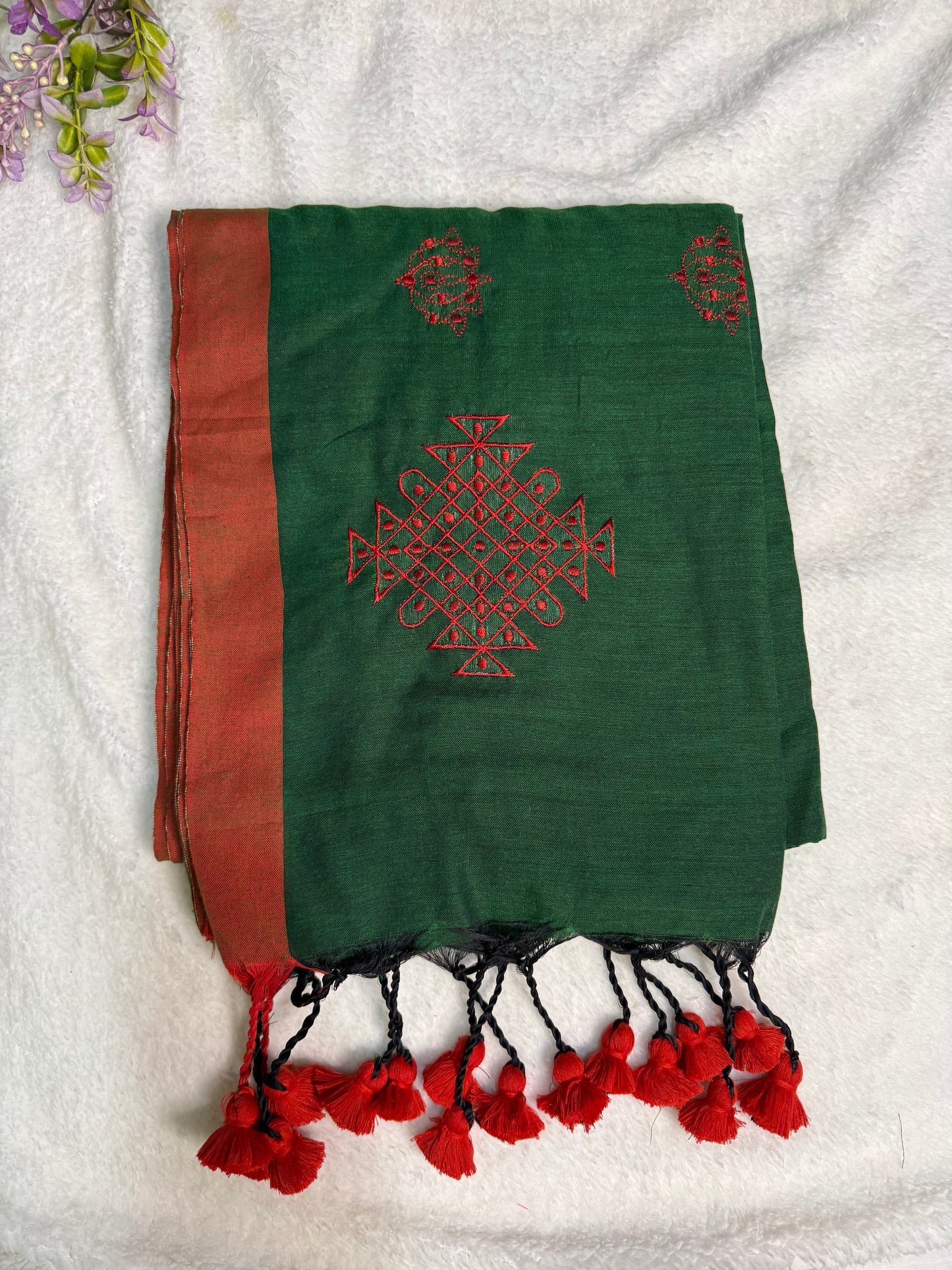 Khadi Kolam Embroidery Sarees
