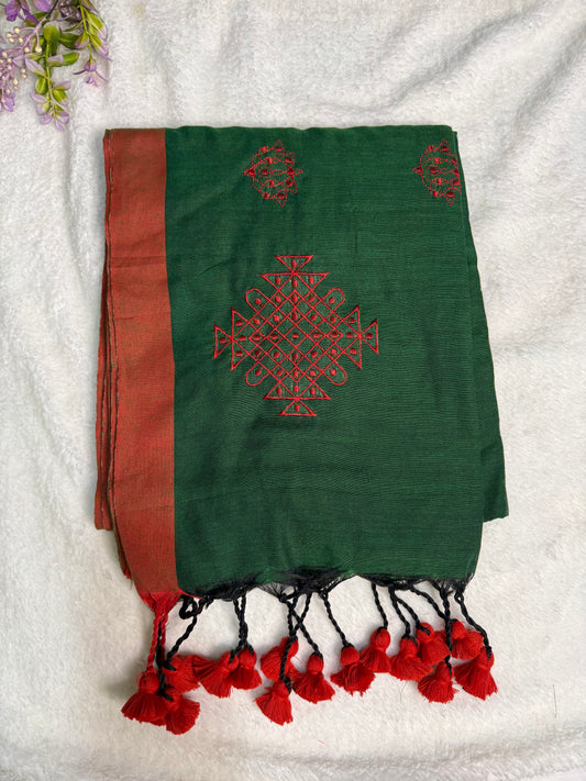 Khadi Kolam Embroidery Sarees