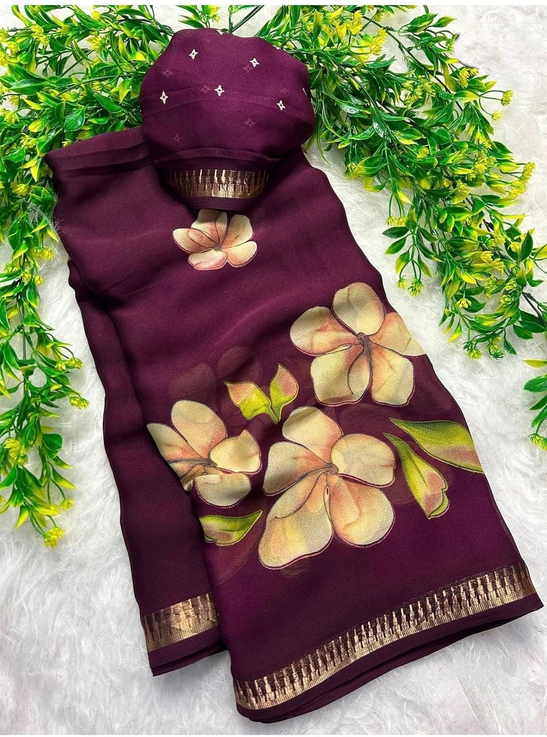 Mangalgiri georgette Gadwal weaving border