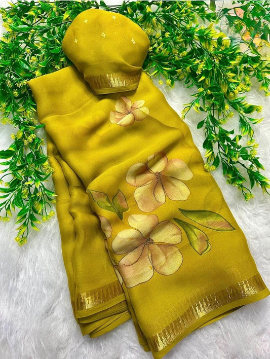 Mangalgiri georgette Gadwal weaving border