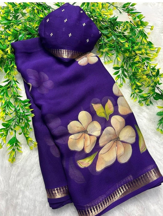 Mangalgiri georgette Gadwal weaving border